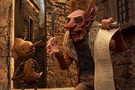 Pinocchio und Count Volpe in einer Szene aus «Pinocchio». Der Stop-Motion-Film des mexikanischen Erfolgsregisseurs del Toro ist auf der Streamingplattform Netflix zu sehen.