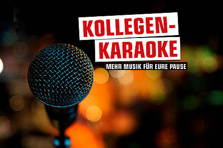 Mikrofon und Schriftzug "Kollegen-Karaoke"